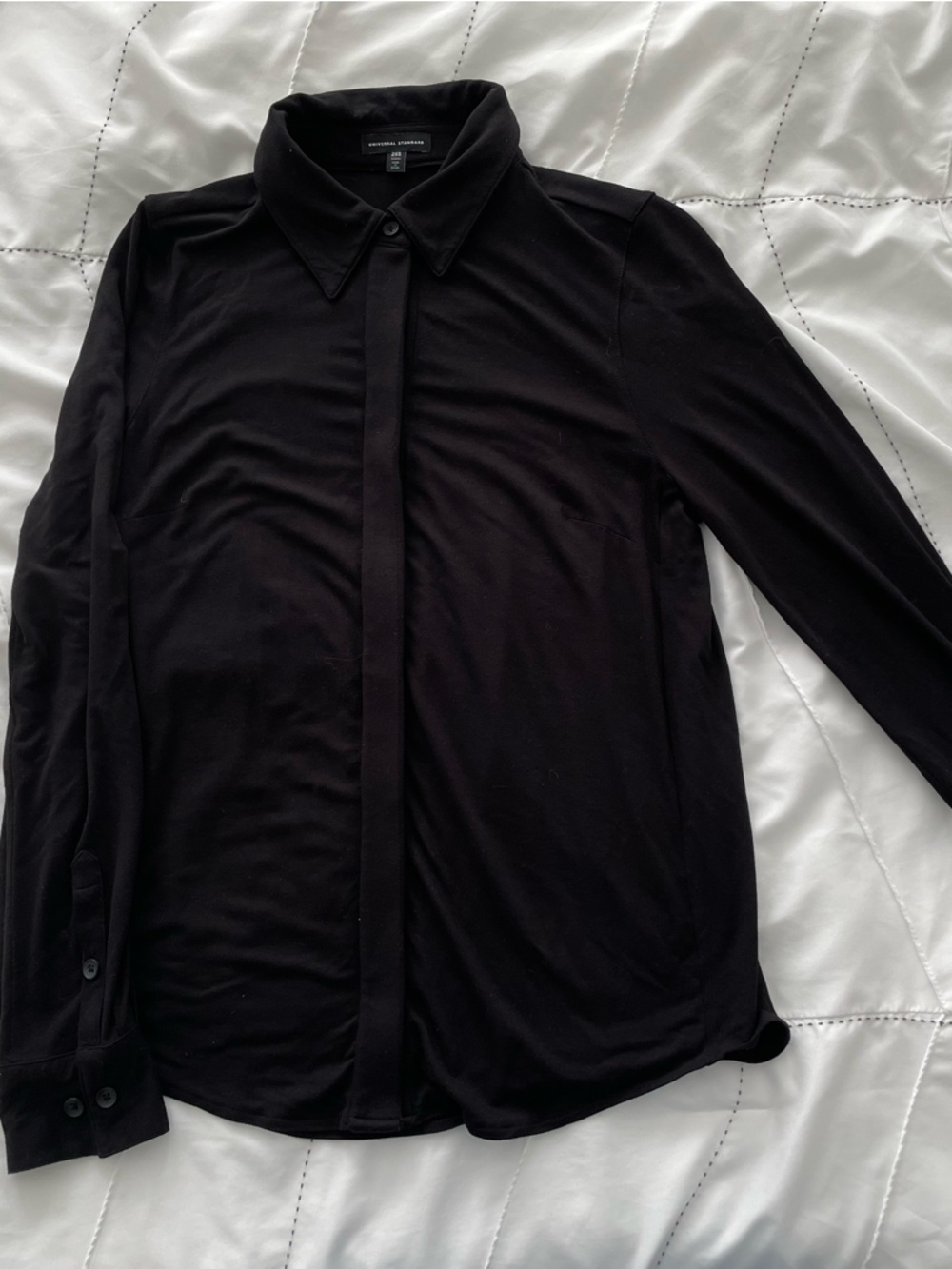 Universal Standard Black Button-Front Long Sleeve Shirt